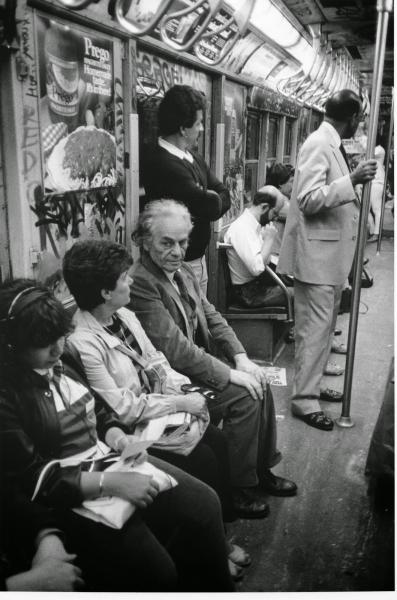 Nicanor Parra on the subway, NYC, September 5, 1984.  Photo: Allen Ginsberg