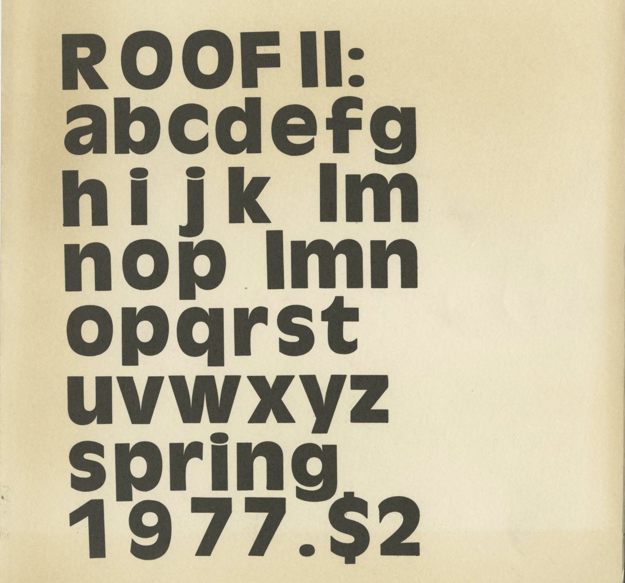 from Roof, No. II, Spring 1977