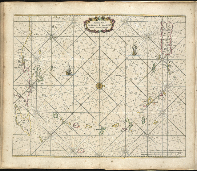 Pascaert vande Caribes Eylanden by Pieter Goos, 1672.