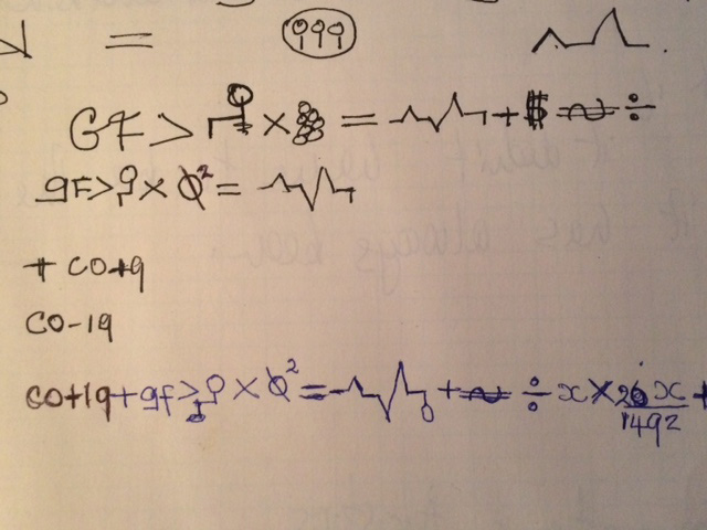 handwritten equations on paper 