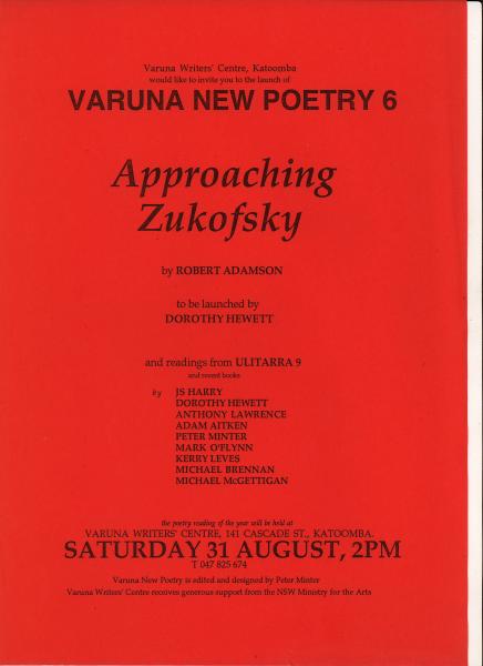 Adamson, Varuna New Poetry broadsheet