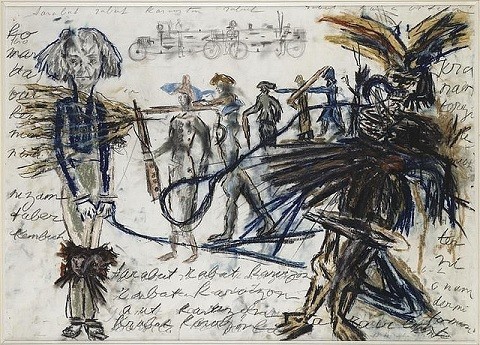 Drawing with text by Antonin Artaud
