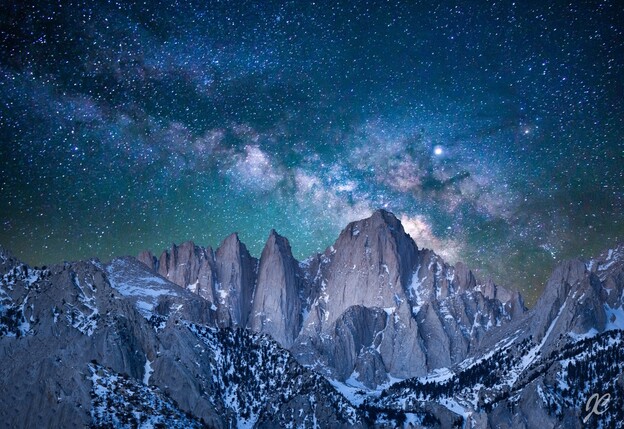 Photo by Jacob Cook: An image of the Milky Way behind Mt. Whitney.