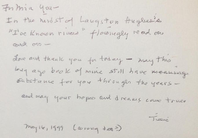 Inscription inside my copy of Tell Me A Riddle