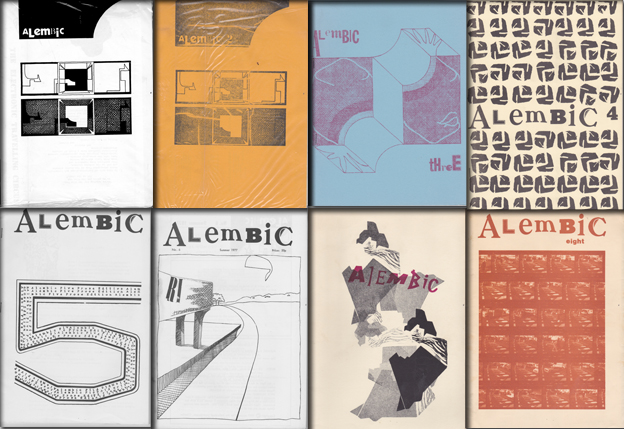 Above: the covers of 'Alembic' numbers 1 through 8.