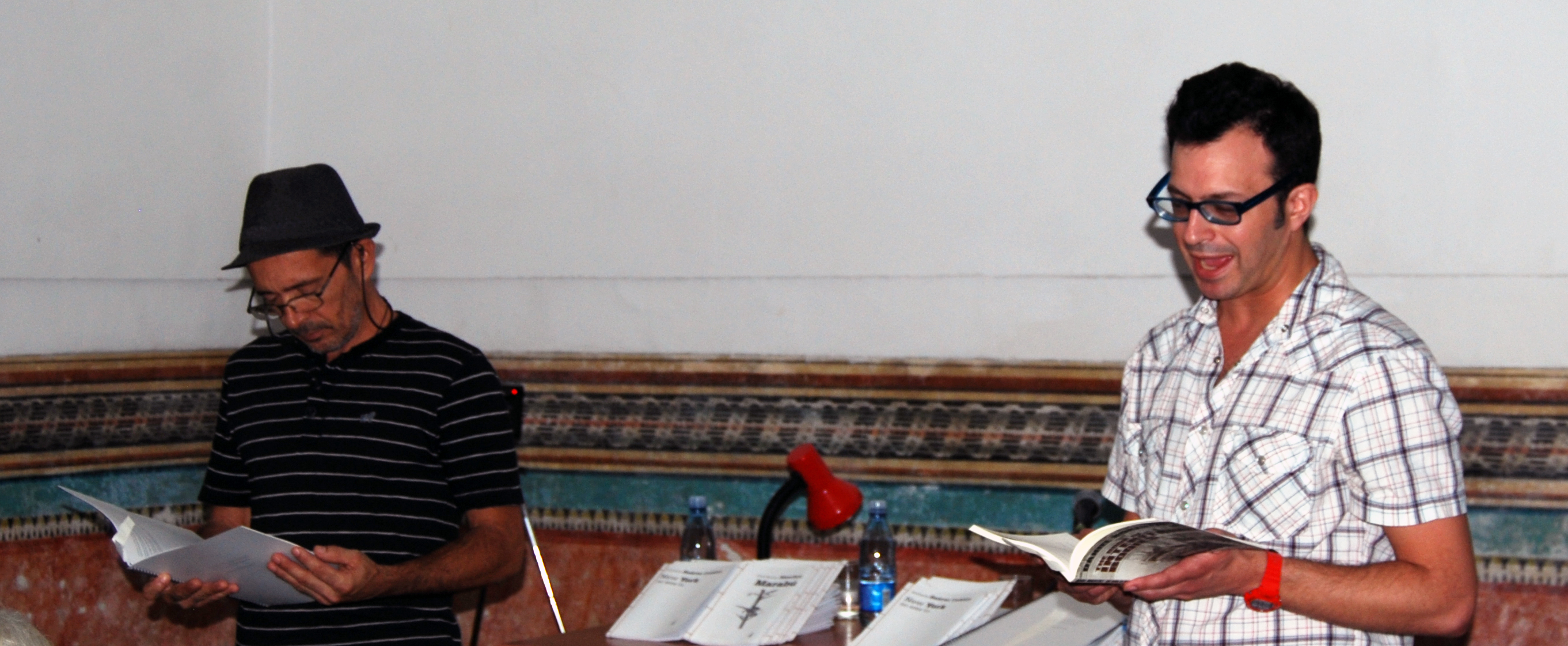 Writertranslators Omar Pérez (L) and Daniel Borzutzky (R), 2014. KDykstra. Writertranslators Omar Pérez (L) and Daniel Borzutzky (R), 2014. KDykstra.