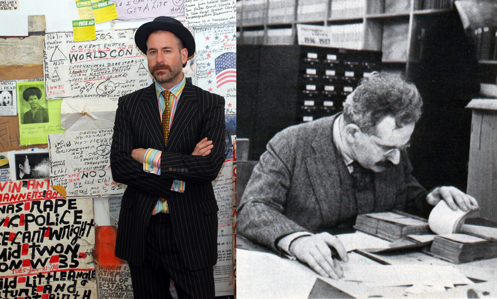 Kenneth Goldsmith and Walter Benjamin in the library Kenneth Goldsmith and Walter Benjamin