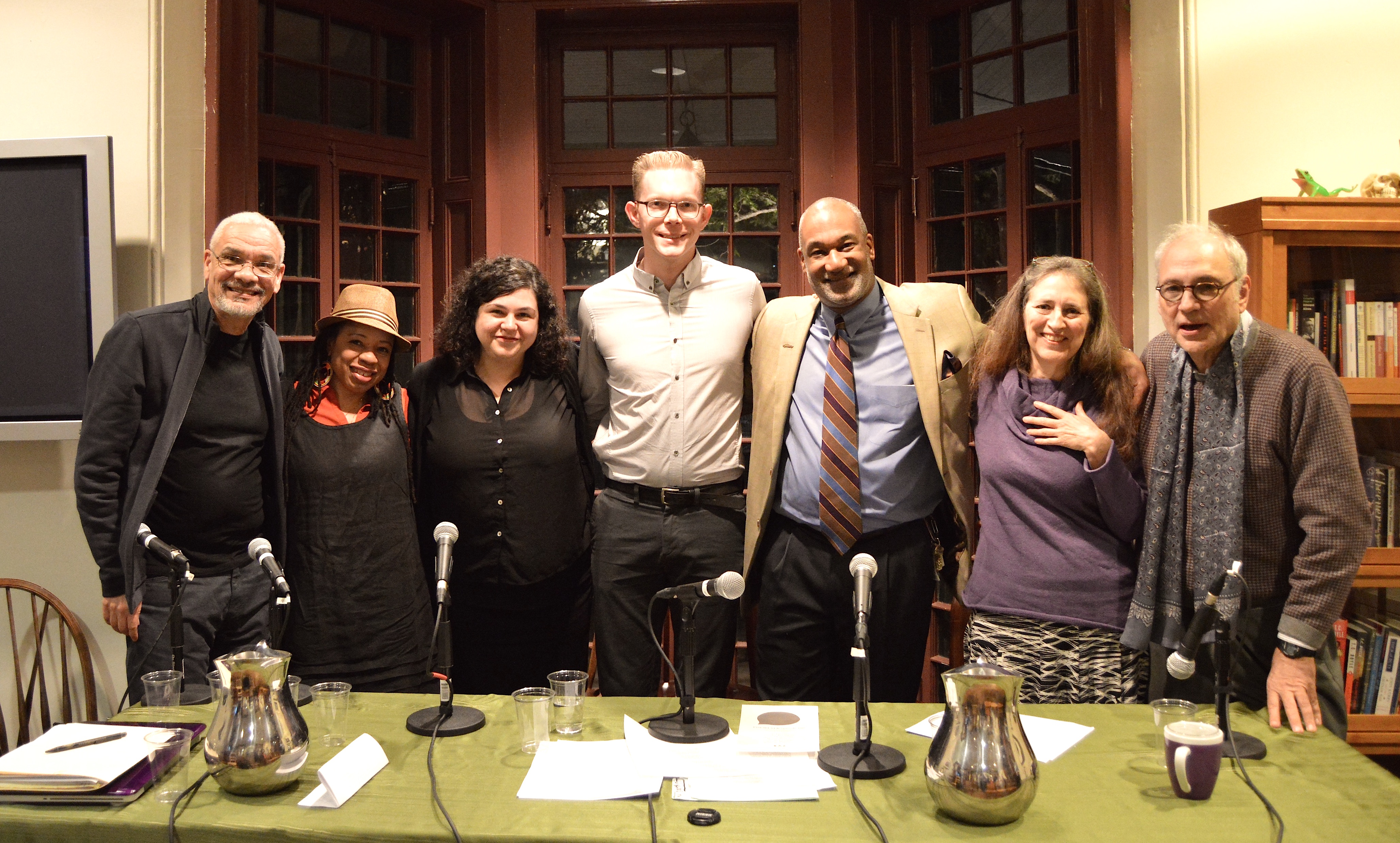 From left to right: William J. Harris, Tracie Morris, erica kaufman, Steve McLaughlin, Herman Beavers, Maria Damon, and Charles Bernstein.
