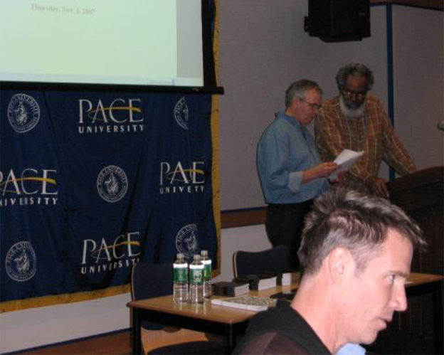 Thomas Weatherly with Eugene Richie and the poet Tom Breidenbach at Weatherly’s sixty-fifth birthday celebration, Pace University, New York City, November 3, 2007.