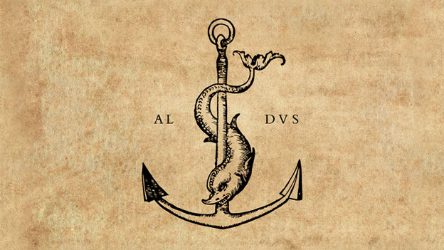Photo courtesy <a href="http://www.redbubble.com/people/sexycodicology/works/12354595-festina-lente-aldus-manutius-printers-mark">Giulio Menna</a>.