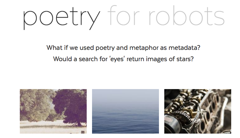 Poetry for Robots landing page Poetry for Robots landing page