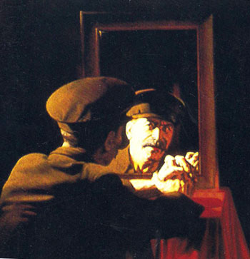 Komer & Melamid, Stalin in Front of Mirror (Tempera and oil on canvas, 72”X48”, 1982-83)