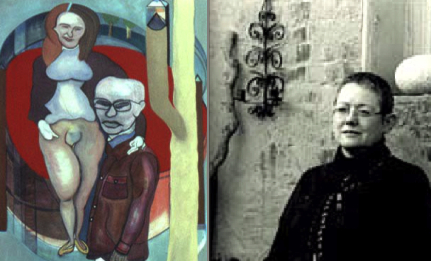 Painting of Joan and Paul Blackburn by Basil King (left); Martha King (right).
