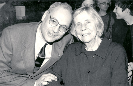 Charles Bernstein and Barbara Guest at the New York Public Library, April 23, 1999. Photo by Star Black.