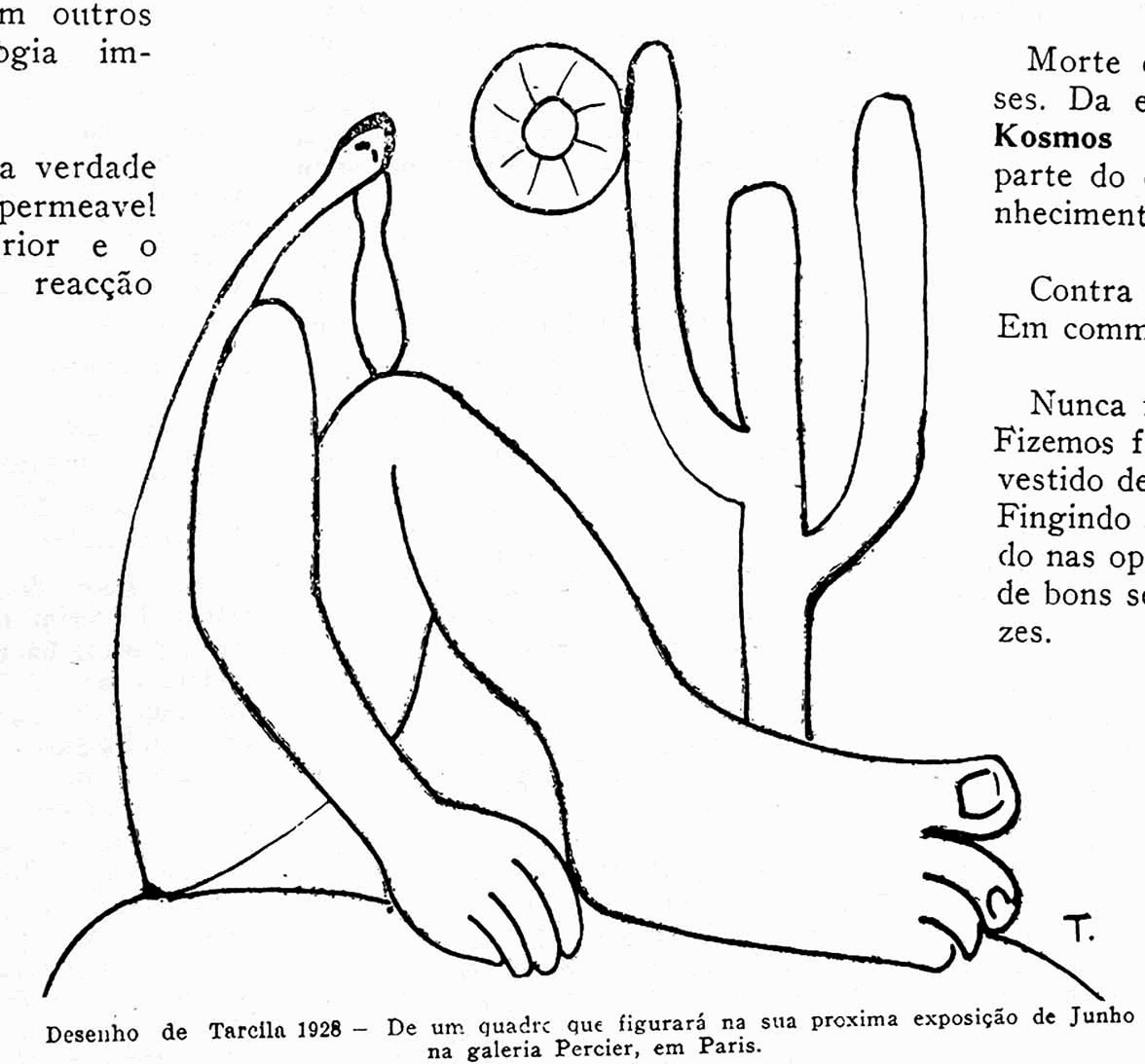 Tarsila do Amaral's illustration in Oswald de Andrade's "Manifesto Antropófago" (1928) Drawing of Abaporu by Tarsila do Amaral, 1928, from the Manifesto Antropófago