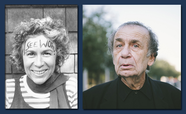 Hannah Weiner (left) and Vito Acconci (right). Portrait of Vito Acconci courtesy of the photographer Gesi Schilling.