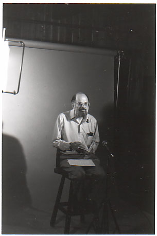 Allen Ginsberg TV/video session, Boulder, CO, July 1986; photo by Chris Funkhouser Allen Ginsberg TV/video session, Boulder, CO, 7/86; photo by Chris Funkhouser