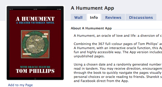 A Humument App as made available on Facebook.
