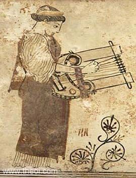 Muse Calliope, Athenian red-figure pyxis C5th B.C., Museum of Fine Arts, Boston