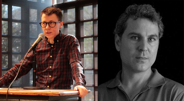 Photo of Davy Knittle (left) by Kelly Writers House staff; photo of Rodney Koeneke (right) by Anna Daedalus.