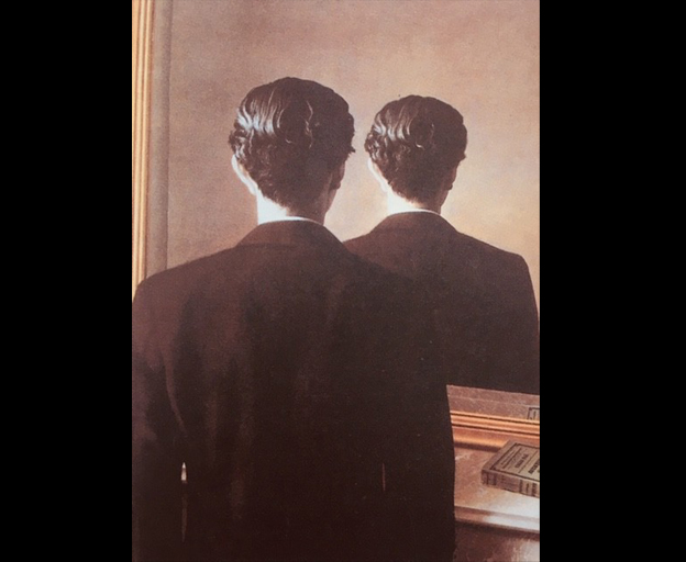 Magritte’s “Not to Be Reproduced” on the cover of Hajjar’s ‘You Shall Survive Me,’ 2001 (a collection of works).