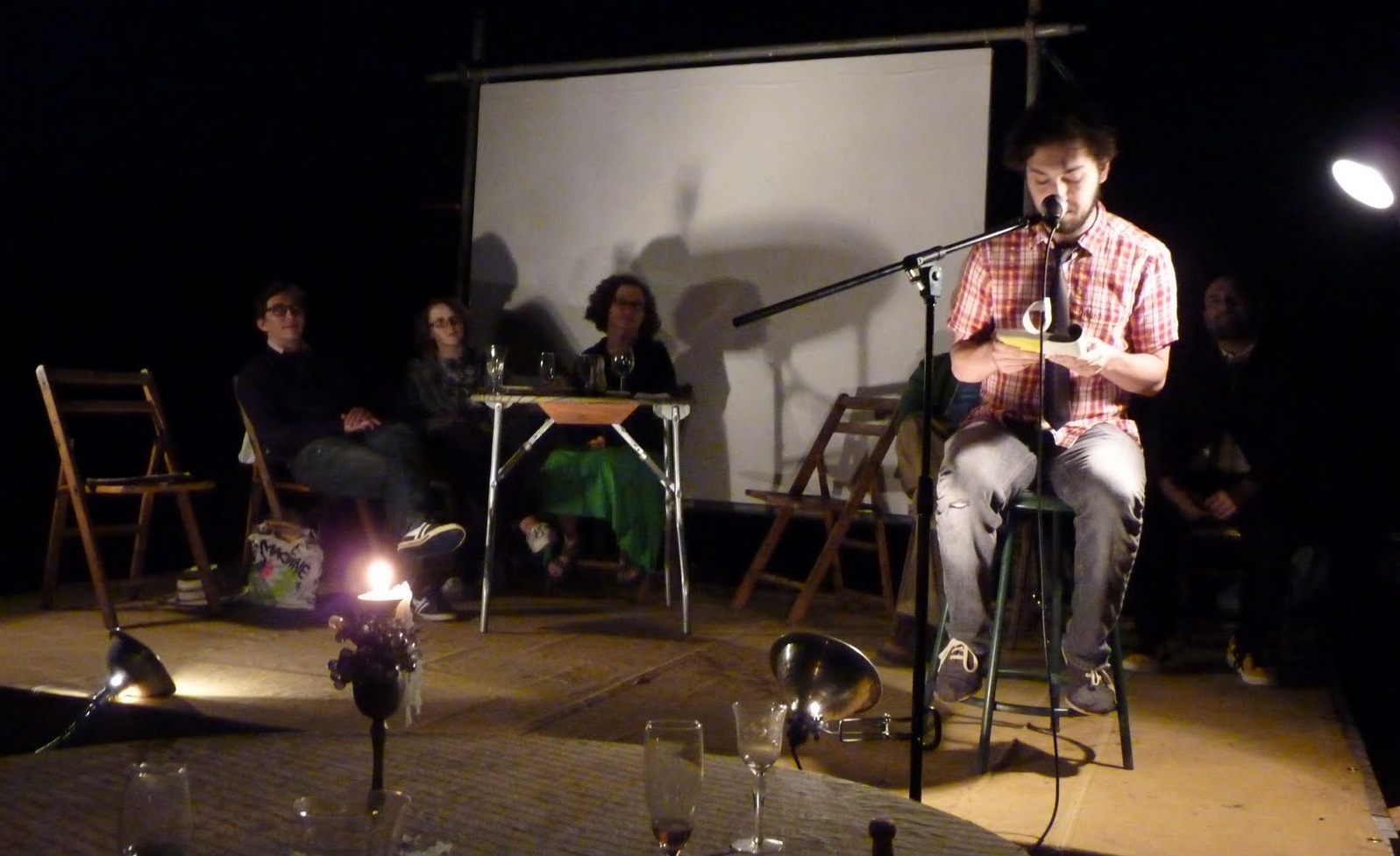 Zultanski reading at "International Conceptualism 2" with Matvei Yankelevich, Diana Hamilton, Kristen Gallagher, Chris Alexander, and Rob Fitterman