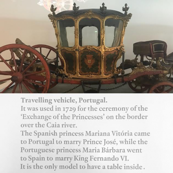 Carriage used to transport women in the "Exchange of the Princesses."