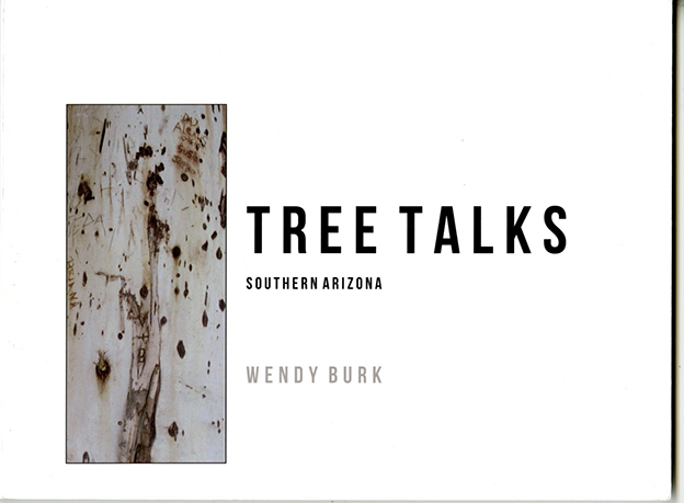 Portion of the cover of Burk's 'Tree Talks: Southern Arizona', with portrait-oriented image of tree bark to the left of the title text