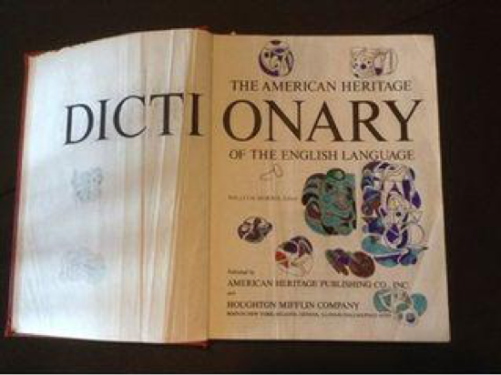 Weatherly's dictionary, with colorful abstract illustrations in the margins