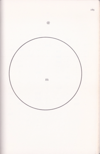 design featuring "@" outside of a circle with "m" in the center, page 185