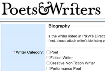 Writer category from Poets & Writers