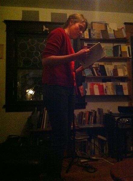 Sommer Browning reading in the front room.