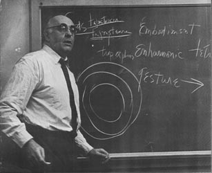 Charles Olson at a blackboard